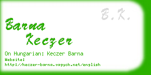 barna keczer business card